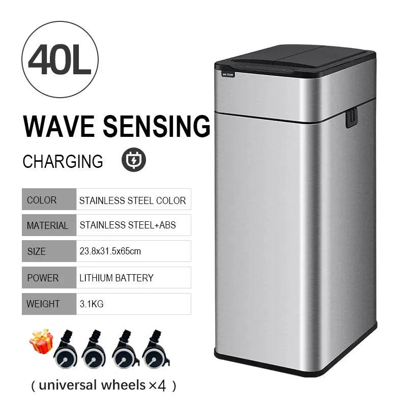 Smart Trash Can 20L 30 40 50 60 Liters Wastebasket Large Kitchen Garbage Cube Home Automatic Stainless Steel Garbage Bin Dustbin Lootquake LLC