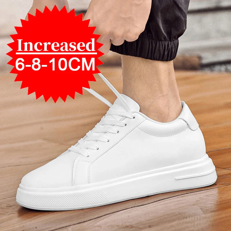 New Summer Men's Sneakers Elevator Shoes Heightening Height Increase Insole 7-8CM High Heels Shoes Leather Sport Shoes Men Shoes Lootquake LLC