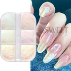 6 Grids Aurora Mirror Nails Powder Aurora Shiny Pearl Chrome Effect Pigments Gel Polish Laser Dust Glitter Manicure Decoration Lootquake LLC