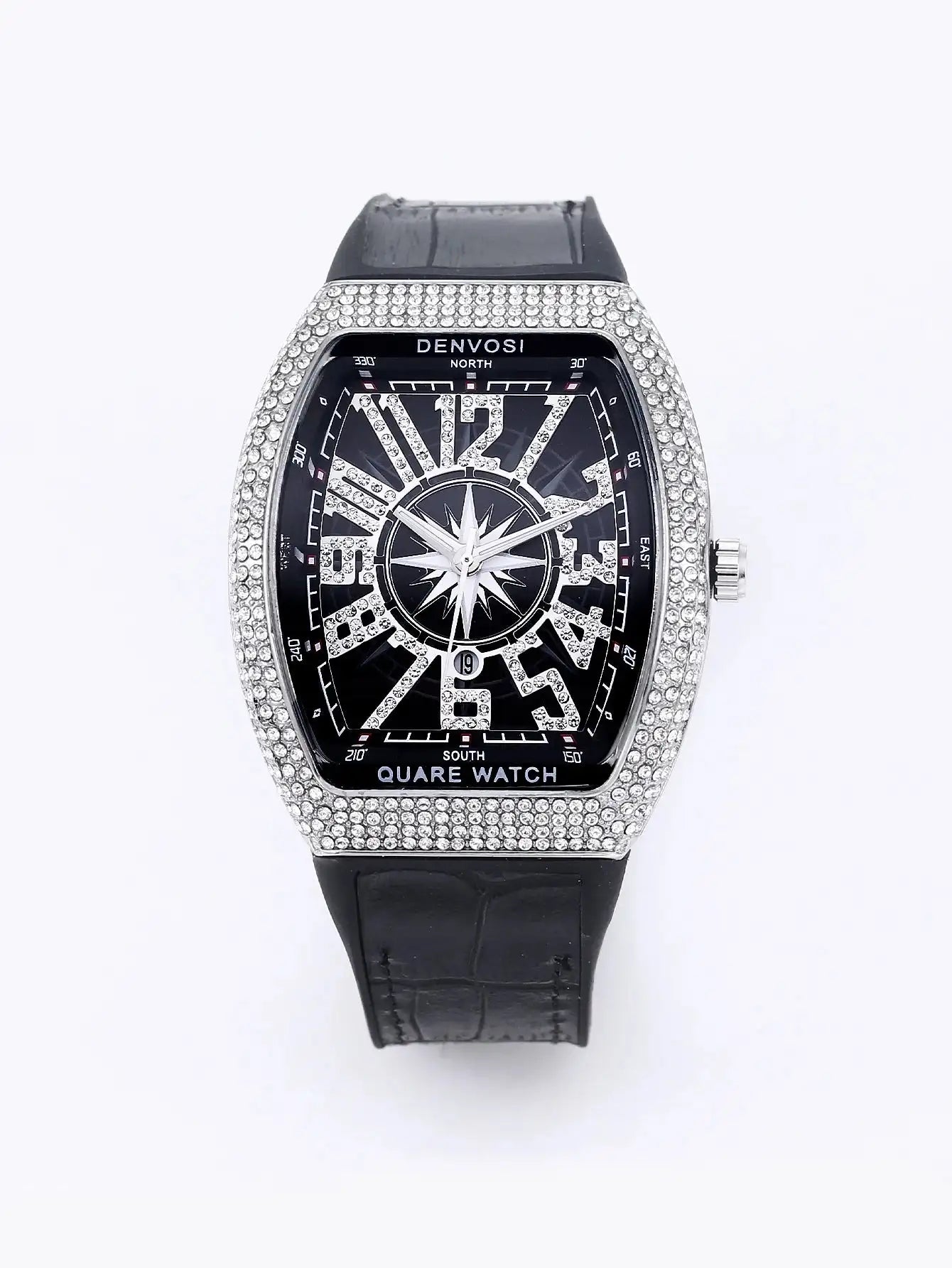 Luxury Diamond wristwatch for women Fasion and elegant quartz watch with silicone watchstrap Waterproof luminous Tonneau watch