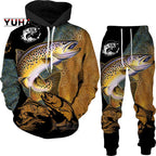 New 3D Fishing Art Print Casual Couple Hoodies Outfits Hip Hop Streetwear Hooded Sweatshirt+Sweat Pants Men's Tracksuit Set Lootquake LLC