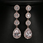 Minimalism Teardrop Round Zircon Long Dangle Earrings for Women 2021 Wedding Engagement Jewelry Bridal Drop Earrings Statement
