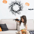 Black Halloween Wreath Artificial Branches Door Garland Wreath Halloween Decorations Scary Home Indoor Outdoor Party Decor Lootquake LLC