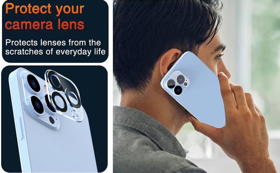 3PCS Pack Tempered Glass Camera Lens Protector for iPhone 14 Pro max 9H Hardness Scratch Resistant for iPhone 14 Plus 13 12 11 Screen Protector with Camera Lens Case Stevvex