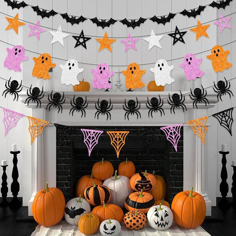 Halloween Themem Party Decoration Banner Ghost Festival Atmosphere Decoration Ghost Spider Bat Banner Decoration Supplies Lootquake LLC