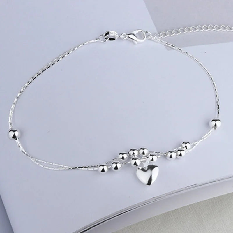 Silver color Stars Anklet Double Layer plated Charms Ankle Bracelet Jewellery Anklets For Women Foot Jewelry Love 2023 new hot Lootquake LLC