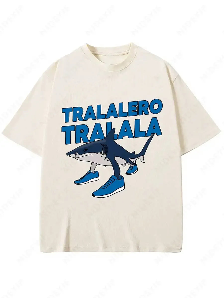 Tralalero Tralala Funny Shark Meme T-shirt Gifts Women's Fashion Gothic Vintage T-shirts Casual T Shirt Pi-Mart