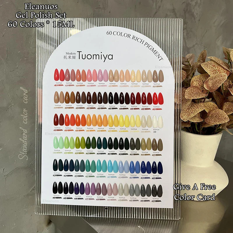 Eleanuos Popular gel Polishing 60PCS Mixed Varnish Soaking Rainbow Semi Permanent Shining Four Season Nail UV LED Salon gel 15ML Lootquake LLC