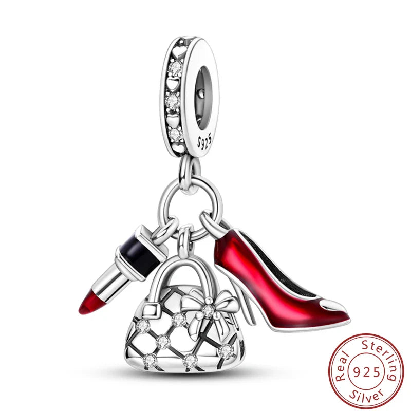 S925 Sterling Silver Princess Golf Hamster Camera Travel Three Piece Set Charms Beads 3mm DIY Fine Jewelry Making Lootquake LLC