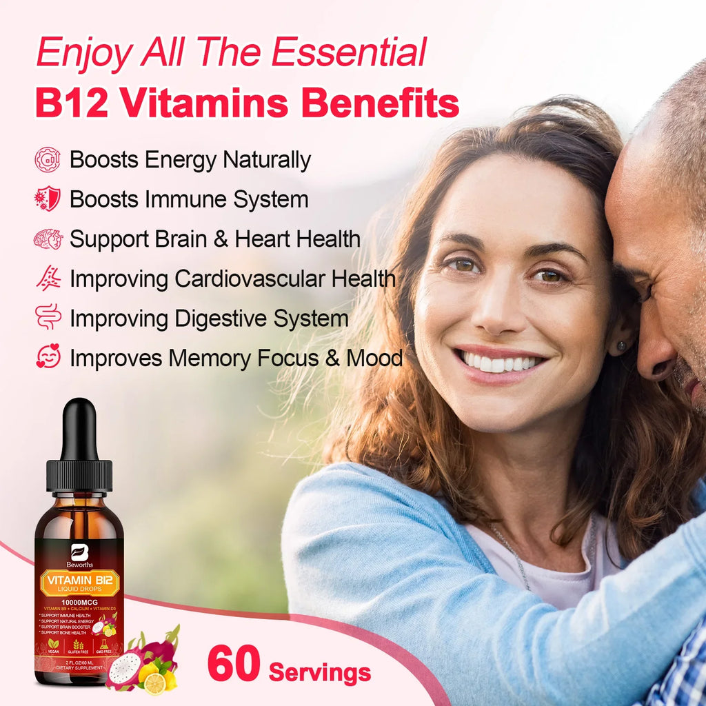 BEWORTHS Vitamin B12 and Vitamin D3 Drink Vitamin Complex Supplements Immune and Intestinal Digestive Health Brain &Heart Health Lootquake LLC