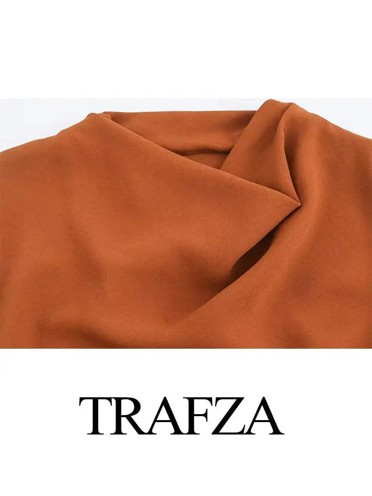 TRAFZA Women's Autumn New Fashion Versatile Belted Midi Slim Long Dress Female Elegant High Street Sleeveless Casual Dress Mujer