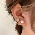 925 Silver Needle Korean Fashion Camellia Flower Earrings For Women Jewelry 2025 Trending Women's Black White Stud Earrings Gift