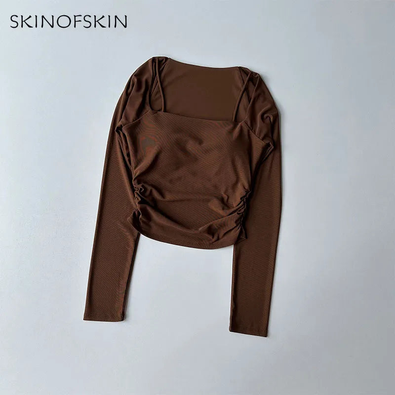Mesh-Splice Slim Fit Yoga Top THRIXINE