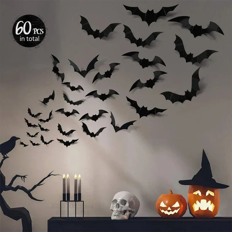 Halloween Decoration 3D Black PVC Bat Halloween Party DIY Decor Wall Sticker Bar Room Halloween Party Scary Decos Props Lootquake LLC