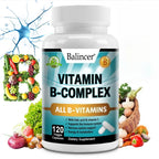 Vitamin B Complex Supplement, Containing Folic Acid and Vitamin C, Supports Energy, Immune Health, Antioxidant Supplement