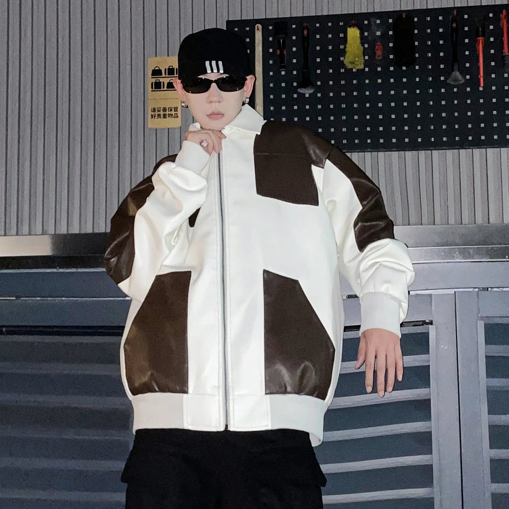 Motorcycle Biker Bomber Coat Autumn And Winter Men's Leather Jacket For Men Pi-Mart