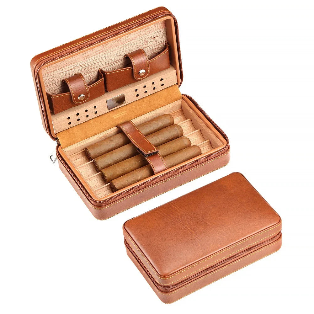 GALINER Charuto Cedar Wood Cigar Humidor Box Travel Cigar Case Storage 4 Cigars Box Humidor Humidifier For Sigar Lootquake LLC