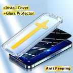 8K HD Anti Peeping Luxury Fast Install Full Cover Glass Screen Protector For iPhone 14 13 12 11 PRO MAX MINI X XS 9H Hardness Tempered Glass Scratchproof Shatterproof Bubble Free Screen Protector For iPhone Stevvex