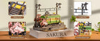 Robotime Sakura Journey Tram 3D Wooden Puzzles with LED Lights Home Decor Gift for Adults Women Girls Lootquake LLC