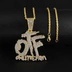 Ice Out Zircon Polite Gesture Middle Finger Necklace Men Women Punk Hip Hop Rap Rock Party Jewelry Gift