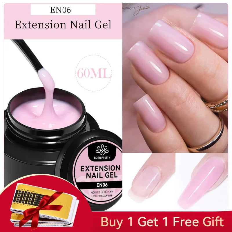 BORN PRETTY 60/30ml Hard Jelly Extension Nail Gel Polish French Nails Nude Pink White Clear Nail Supplies Gel for extension Lootquake LLC