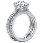 DEZO 4.05cttw All Moissanite S925 Silver Wedding Ring Sets for Women Main Stone 3ct Radiant Cut D Color GRA Certificate