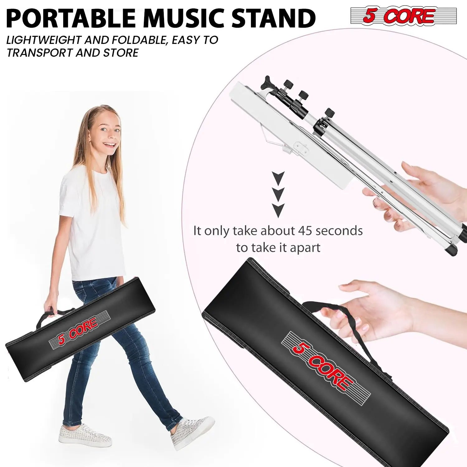 All Metal Portable Sheet Music Holder Stand Adjustable Desktop Book Stands Foldable Bookstand-MUS Musical Instrument Accessories Lootquake LLC