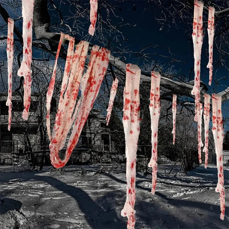 Haunted House Home Scene Decoration 3m/5m Halloween Bloody Gauze Bandage Warning Isolation Belt Horror Props For Halloween Party Lootquake LLC