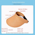 Spring and Summer Women's Outdoor Sunshade  Straw Hat Fashion Empty Top  Duck Tongue Hat Big Brim Cap G37