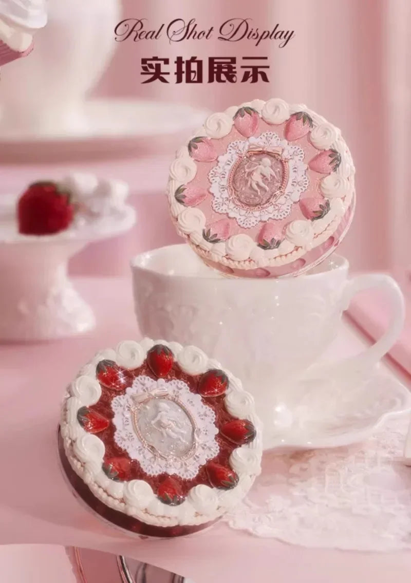 Flower Knows Strawberry Cupid Collection Pressed Powder Mineral Makeup Powder Foundation With Concealer & Finishing Vegan