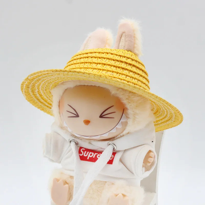 Labubu Hat Open Top Straw Hat Woven Hat Labubu Party Clothing Accessories Countryside Style Labubu Outfit for Sitting Party Lootquake LLC