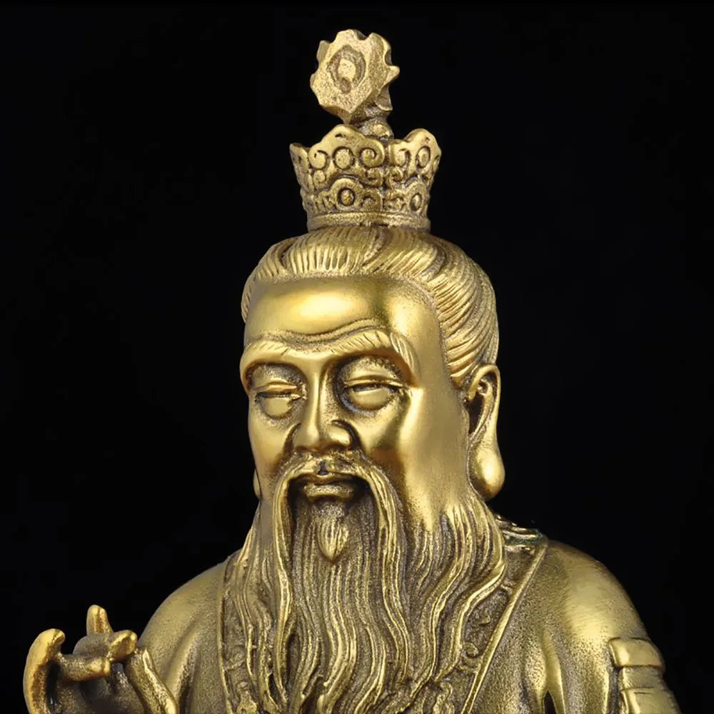 Chinese Brass Seiko Taoism Taishang Laojun Crafts Buddha Statue Ornament Sculpture Carving Buddha Statue Collection Home Decor Lootquake LLC