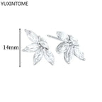 925 Sterling Silver Ear Needle Fashion Hoop Earrings White Crystal Luxury Women's Silver Earrings Wedding Women's Jewelry Gift