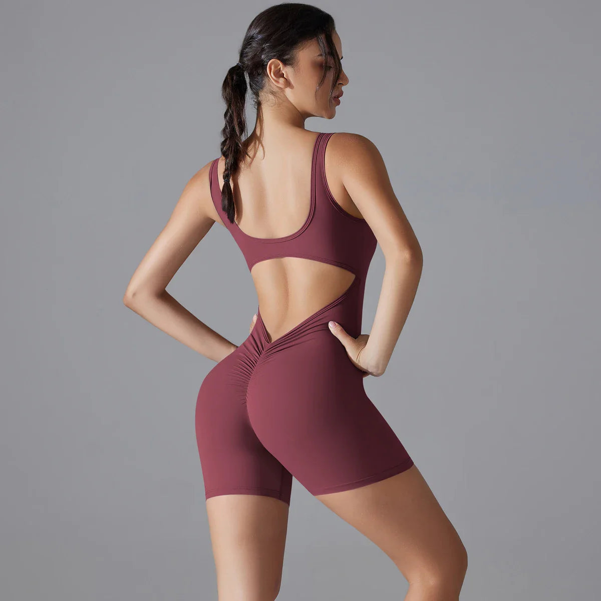 VibeFlex Women's Scrunch Jumpsuit - Yoga & Gym Ready THRIXINE