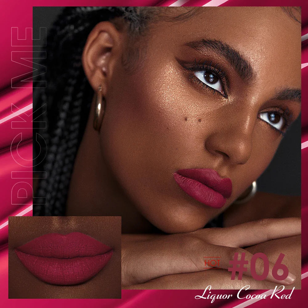 O.TWO.O 12 Color Liquid Lipstick Matte Finish Sexy Silky Lip Gloss Waterproof Kiss-proof Lasting Lip Glaze Lip Tint Cosmetics Lootquake LLC