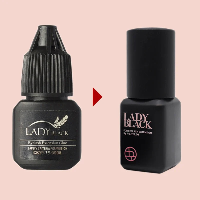 5 Bottles Lady Black Lash Glue Korea Dry Fastest Strongest False Eyelash Extensions Glue 5ml Makeup Tools Professional Adhesive Lootquake LLC