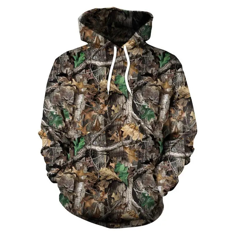 2024 Four Seasons Maple Leaf Camouflage 3D Sports Shirt Men's Fishing Outdoor Camping Hunting Clothing Jacket Men's Hoodie Pi-Mart