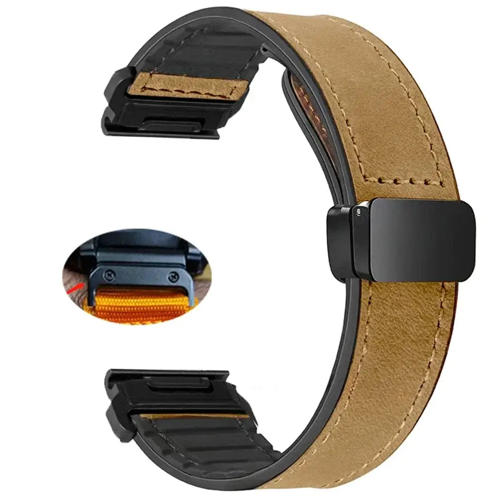 Garmin Soft Leather Band - Magnetic Buckle QuickFit Design - SJB-DIAMOND ELITES