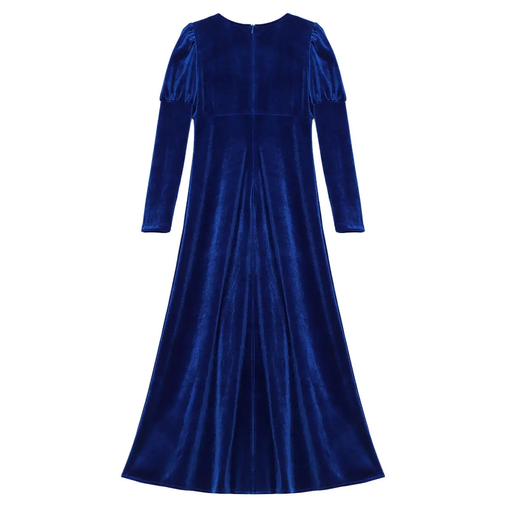 Girls Velvet Medieval Princess Dress Long Sleeve Renaissance Retro Robe Ancient Roman Long Dress for Halloween Carnival Party