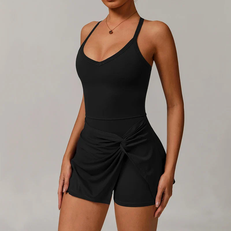EcoSport Femme: V-Neck Tennis Dress w/ Bra & Shorts THRIXINE