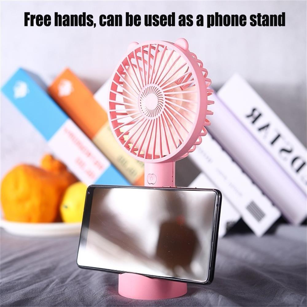 USB Mini Handheld Fan Cooler Portable Small Charging Fan Mini Silent Charging Desk Dormitory Office Student Gifts Long Personal Small Desk Fan with Base, Lightweight Rechargeable USB Handheld Fan Stevvex