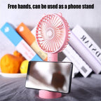 USB Mini Handheld Fan Cooler Portable Small Charging Fan Mini Silent Charging Desk Dormitory Office Student Gifts Long Personal Small Desk Fan with Base, Lightweight Rechargeable USB Handheld Fan Stevvex