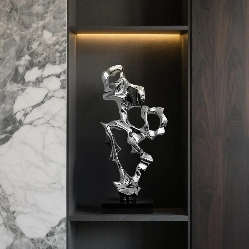 Abstract Art Sculpture Electroplating Transparent Resin Craft Model Modern Home Decor LivingRoom Office Desktop Statue Ornaments Lootquake LLC