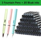 33 Pcs Kawaii Fountain Pen Replaceable Ink Set Black/Blue/Red ink EF 0.38mm School Pens Office Supplies Stationery for Writing Lootquake LLC