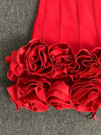 Real Photos Women New Bandage Dress Strapless Laced Up Back Flowers Hem Bodycon Mini Celebrity Evening Party Birthday Dresses