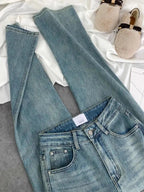 Blue Women Jeans Streetwear Vintage Fashion High Waisted Wide Leg Jean Female Trouser Letter Hip Hop Baggy Blue Denim Pants Lootquake LLC