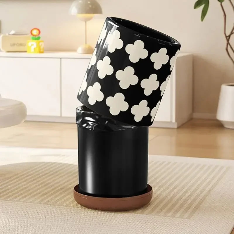 Trash Can Double Layer Large Trash Bin Living Room Modern Wastebasket Bedroom Kitchen Litter Bins Retro Garbage Bin Cleaning Lootquake LLC