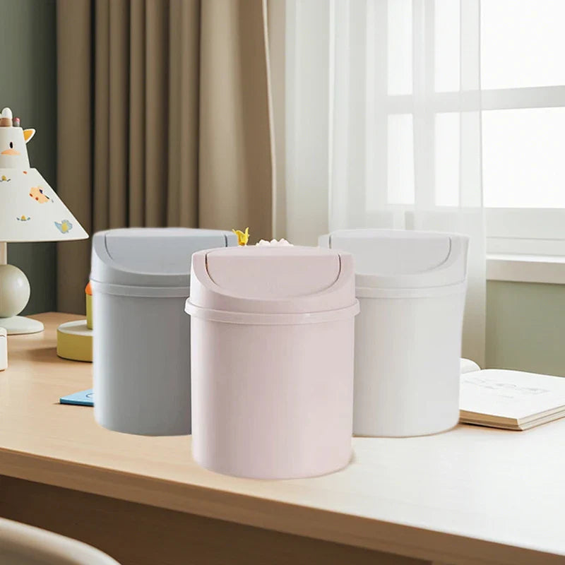 Universal Waste Bin With Lid Desktop Office Organizer Storage Home Garbage Basket Container Table Trash Bin Small Trash Can Lootquake LLC