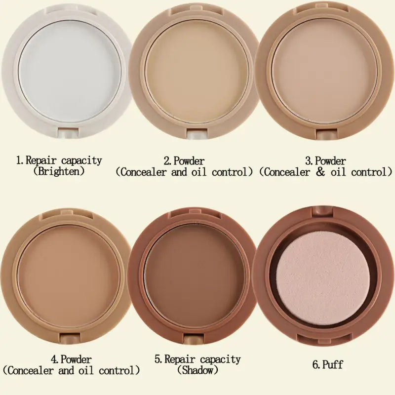 Concealer Contouring Powder, 5 Color 5 Decked Powder Tower, Brightening Skin Tone,Oil Control Makeup Loose Powder Setting Powder Lootquake LLC