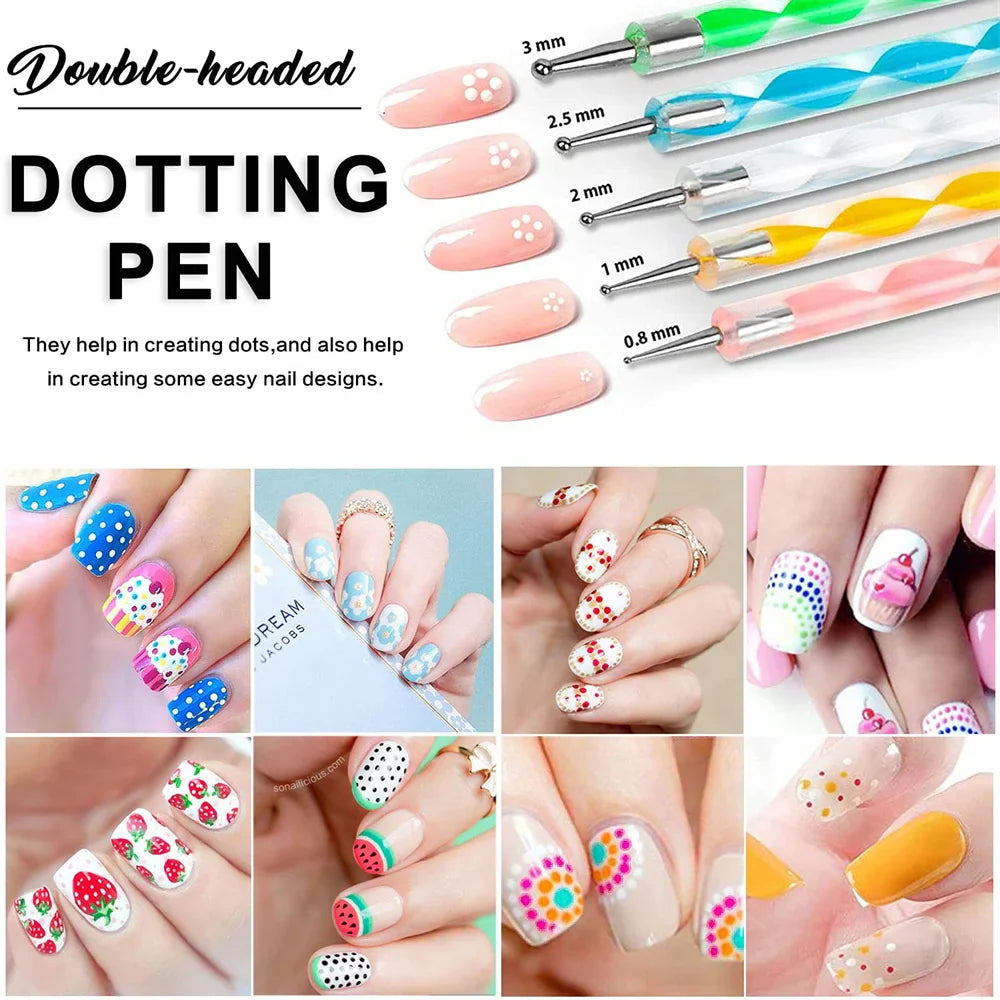 LINMANDA Nail Dotting Tools Nail Art Brushes Set Gel Polish Acrylic Nail Brus Nail Design Tools Nail Brushes for Nail Art Lootquake LLC